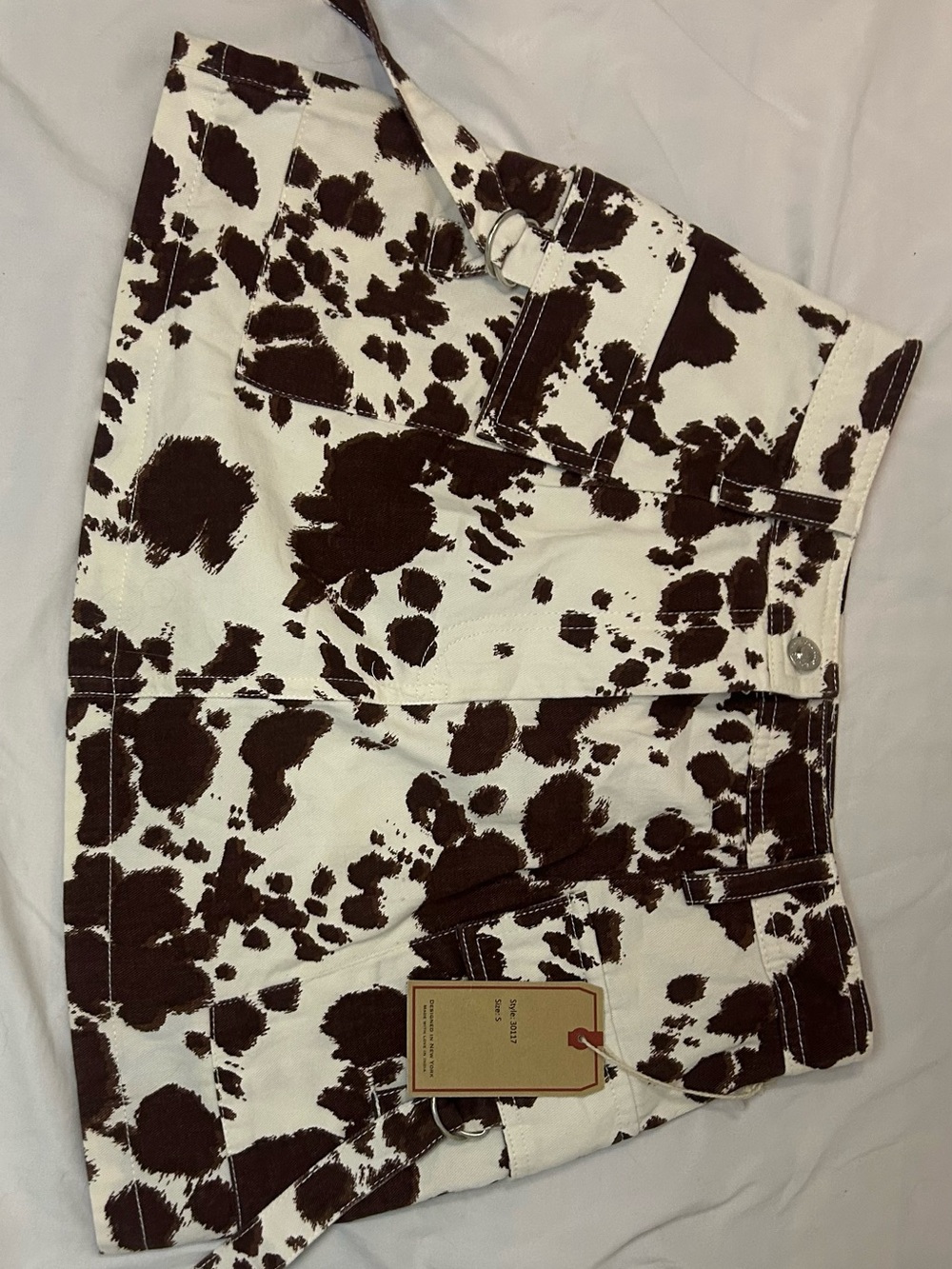 Cow Print Mini Skirt – Brown & White